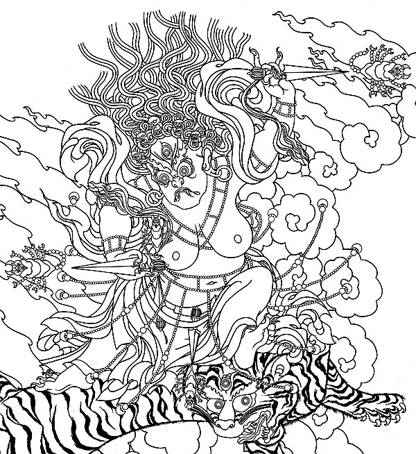 Vajra Mamo Tsogyel Tröllö line drawing